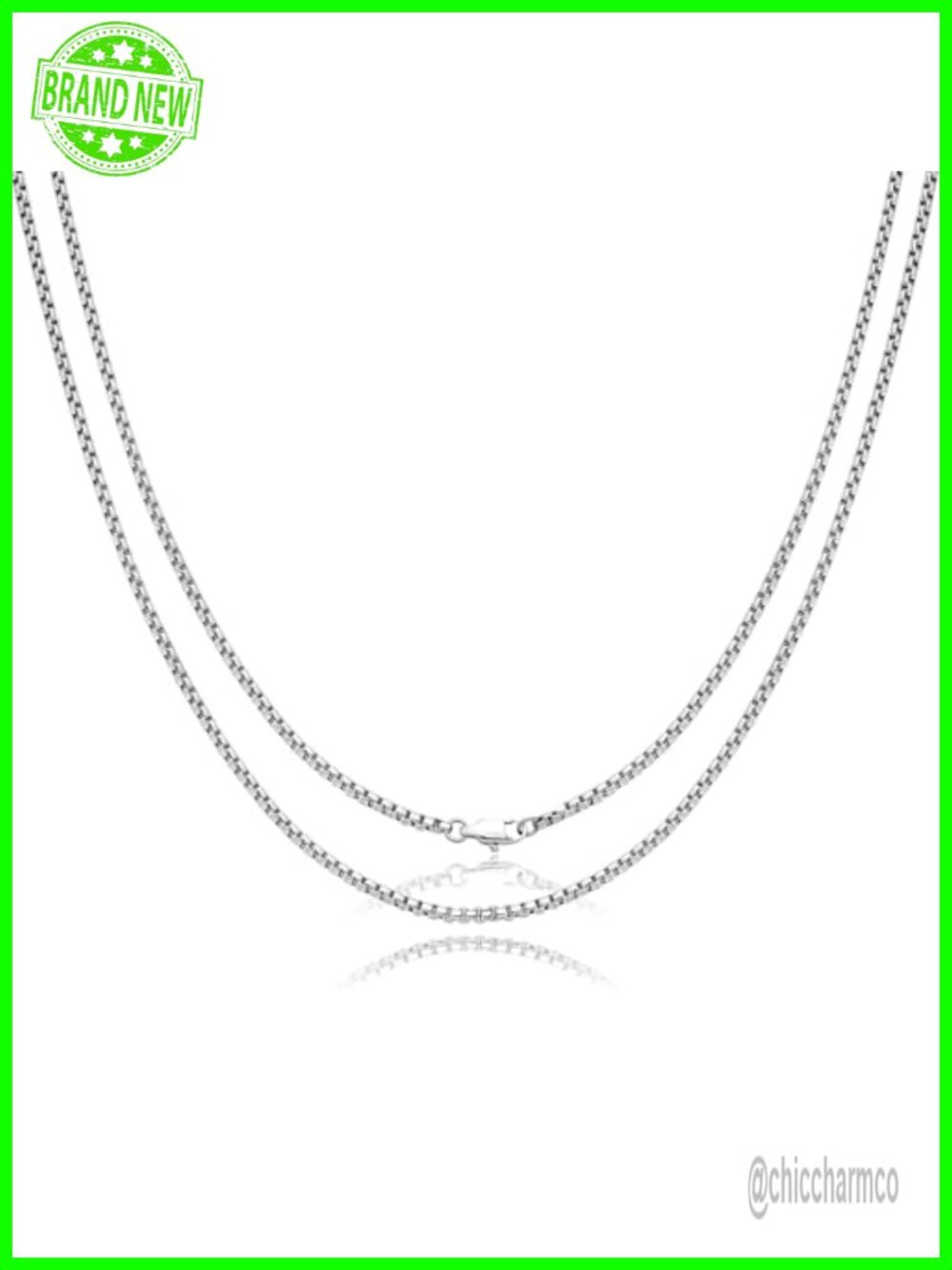 Pure Titanium 2.5mm Rope Box Chain Necklace Sturdy Anti-Allergy 23.62 in